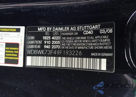 2009 Mercedes-Benz Slk 55 Amg из США, поврежденный, VIN WDBWK73F49F193226